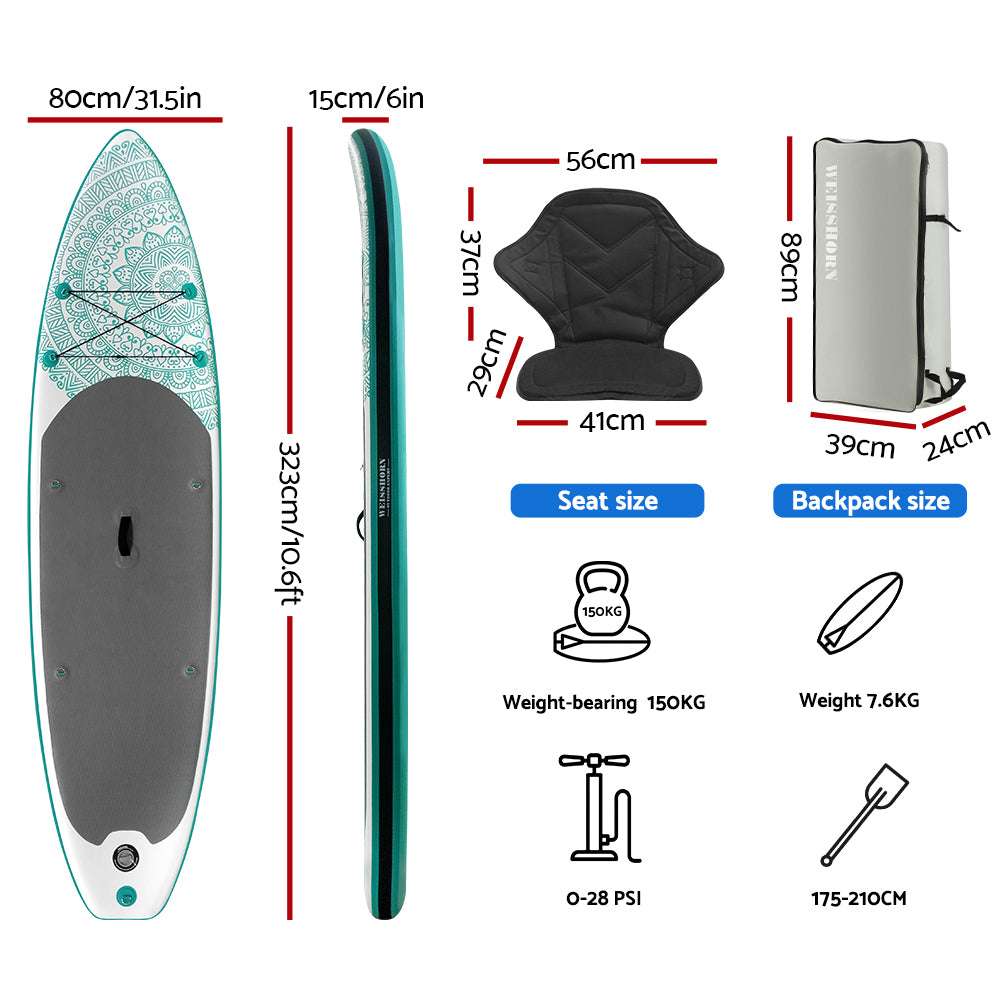 10.6ft Inflatable Stand Up Paddle Board & Kayak SUP, view 2
