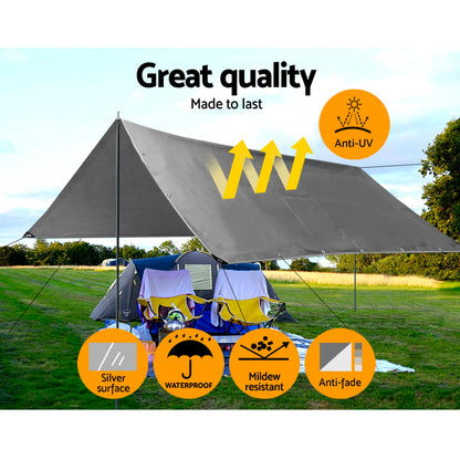 Instahut Heavy Duty Tarp 3.6x4.8m - Silver/Black, view 4