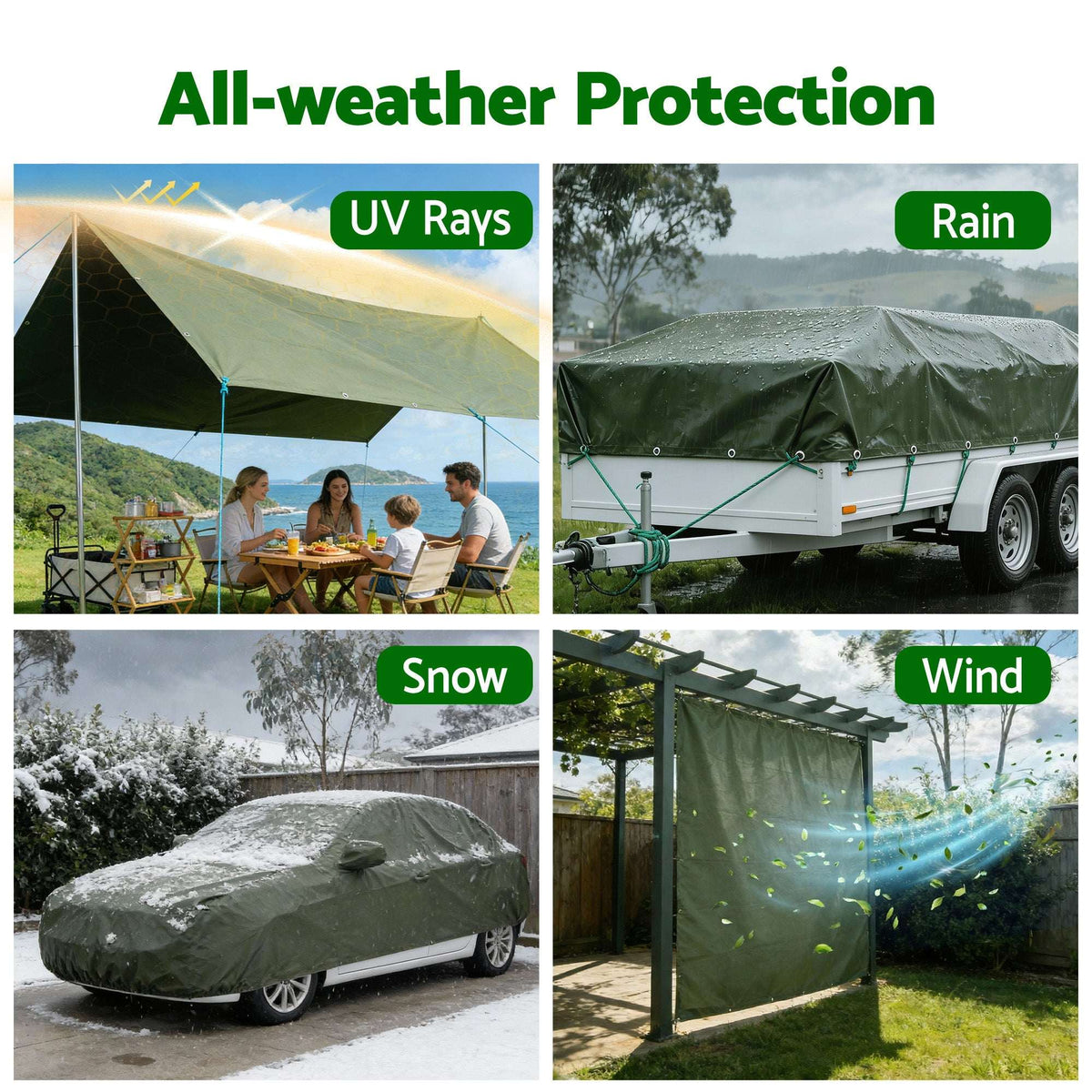 Instahut 2x3m Heavy Duty Canvas Tarp 600GSM, view 6