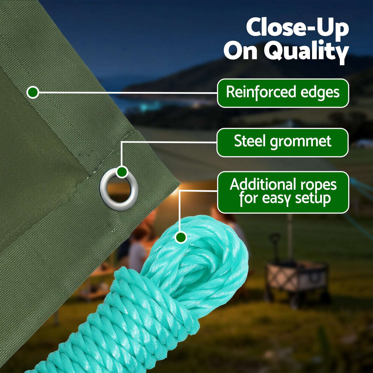 Instahut 2x3m Heavy Duty Canvas Tarp 600GSM, view 7