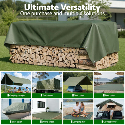 Instahut 2x3m Heavy Duty Canvas Tarp 600GSM, view 8