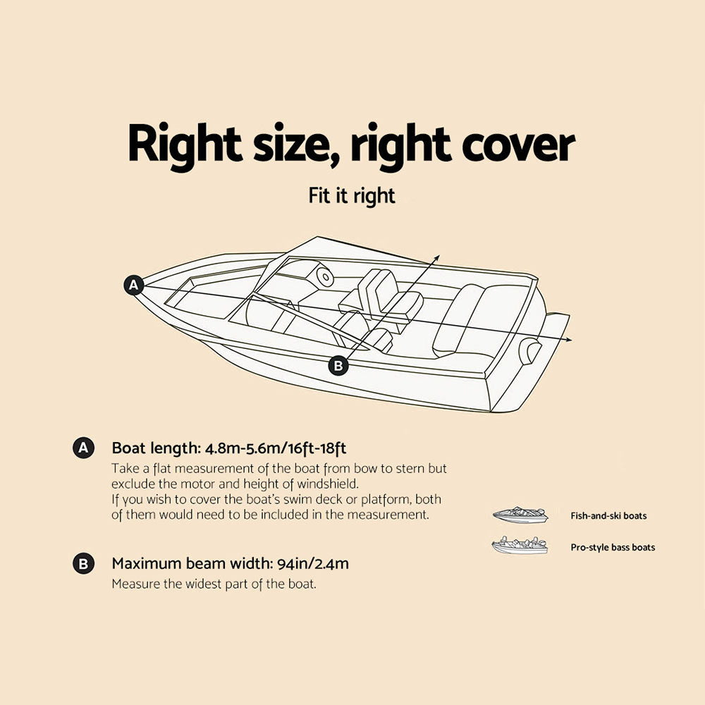 Seamanship 16–18.5ft Trailerable Boat Cover 600D, view 2