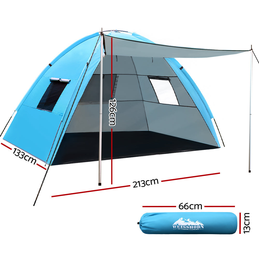 4-Person Beach Tent – Cross-Pole Shelter with Carry Bag, view 2