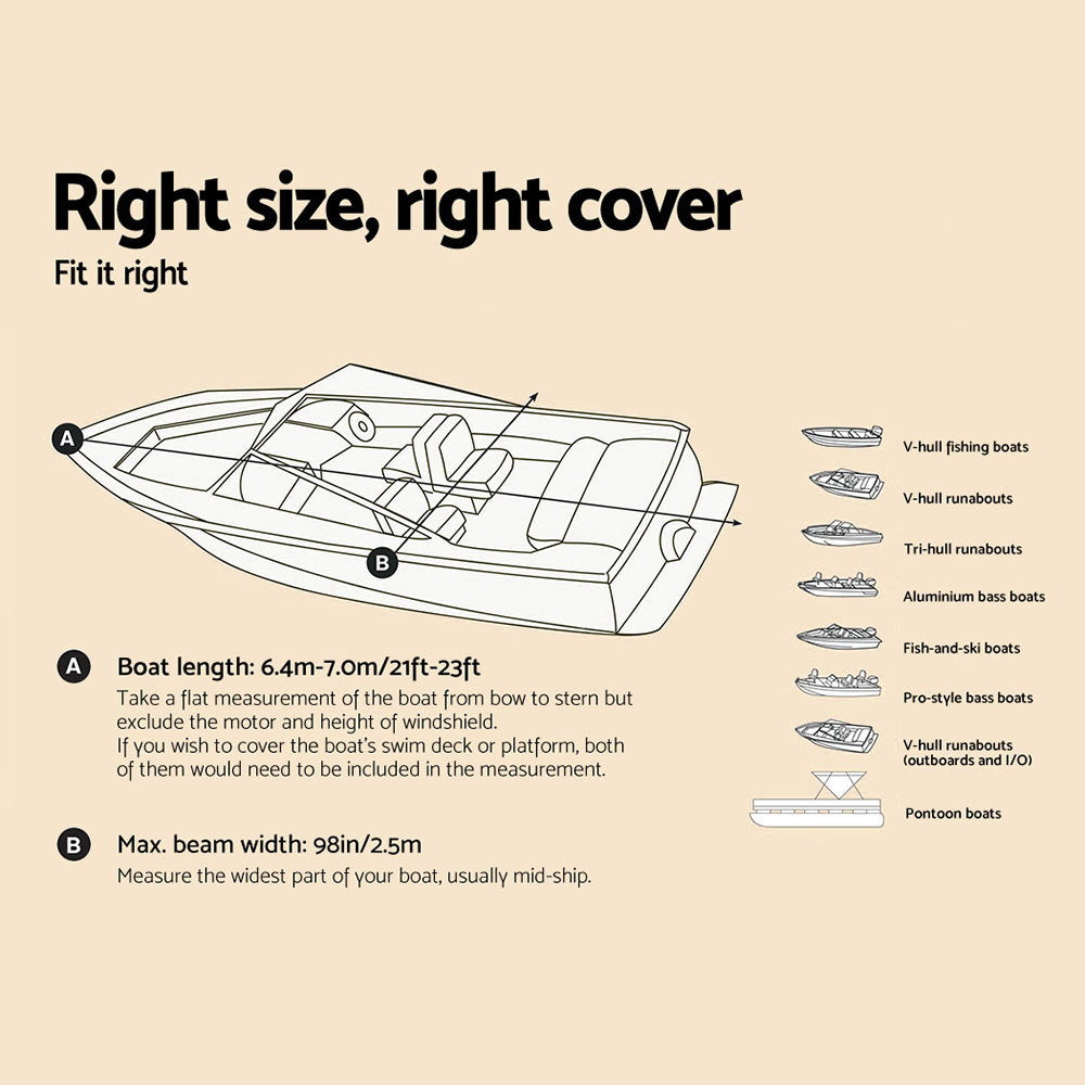 Seamanship 21–23ft Trailerable Boat Cover – 600D, view 2