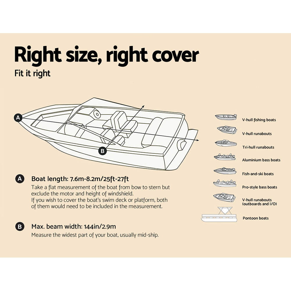 Seamanship Boat Cover 25–27ft Trailerable 600D Heavy Duty, view 2