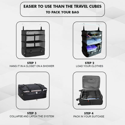 Hanging Travel Organiser 3 Shelf - Vagooz Black, view 5