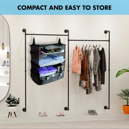 Hanging Travel Organiser 3 Shelf - Vagooz Black, view 6