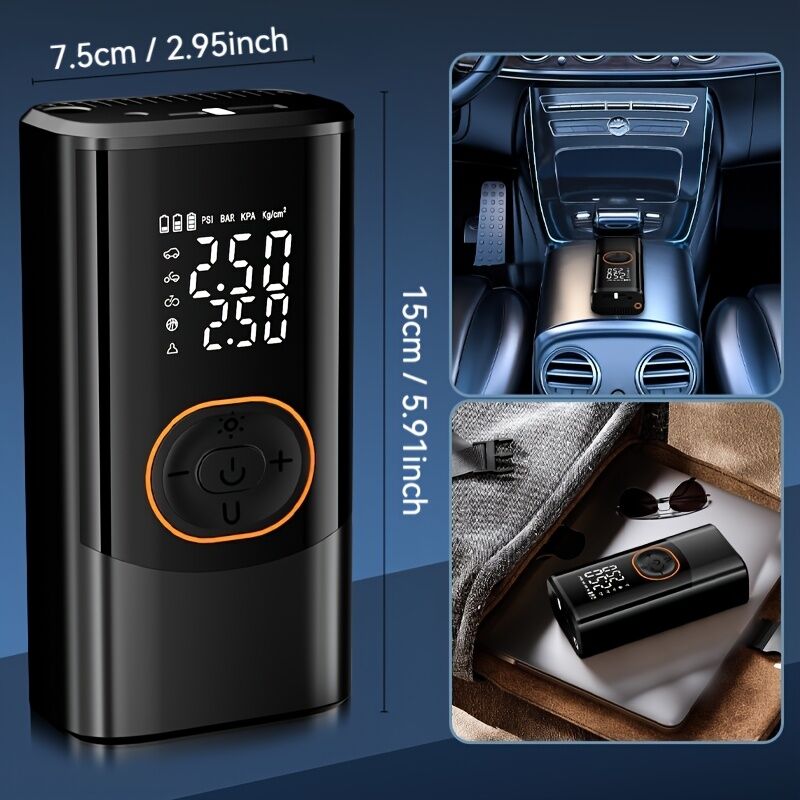 Rechargeable Tyre Inflator 150PSI with LED Light, view 2
