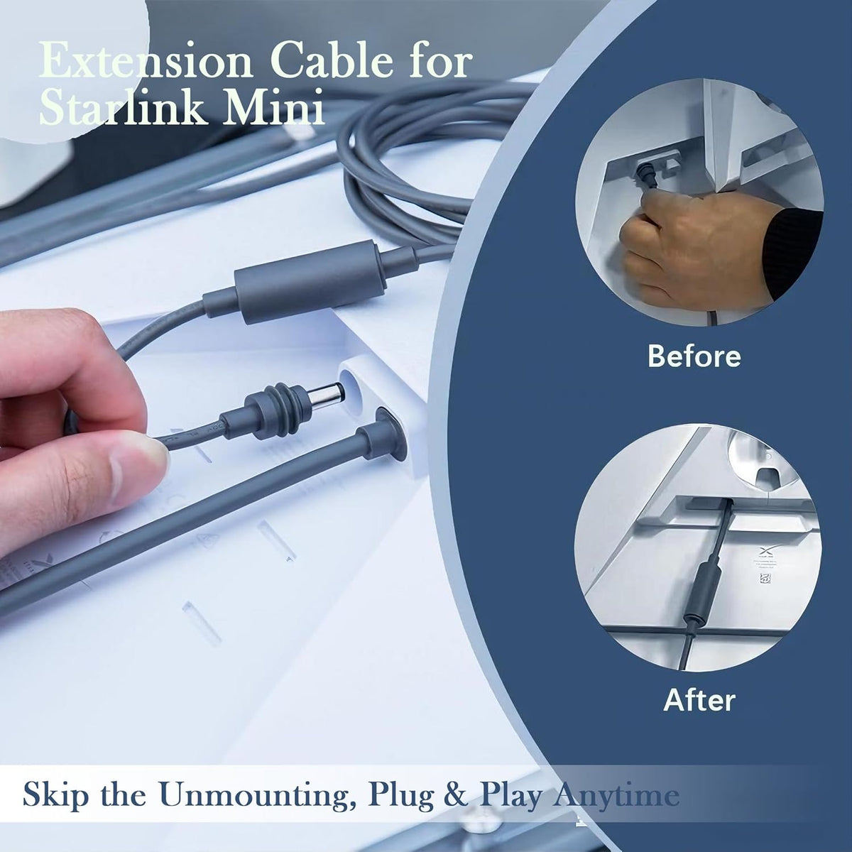 Starlink Mini DC5521 Extension Cable 7-inch, view 3