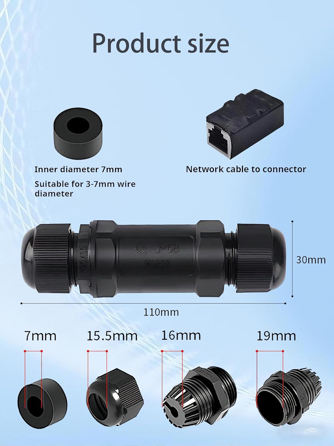Starlink IP68 Waterproof RJ45 Coupler — PoE CAT6, view 7