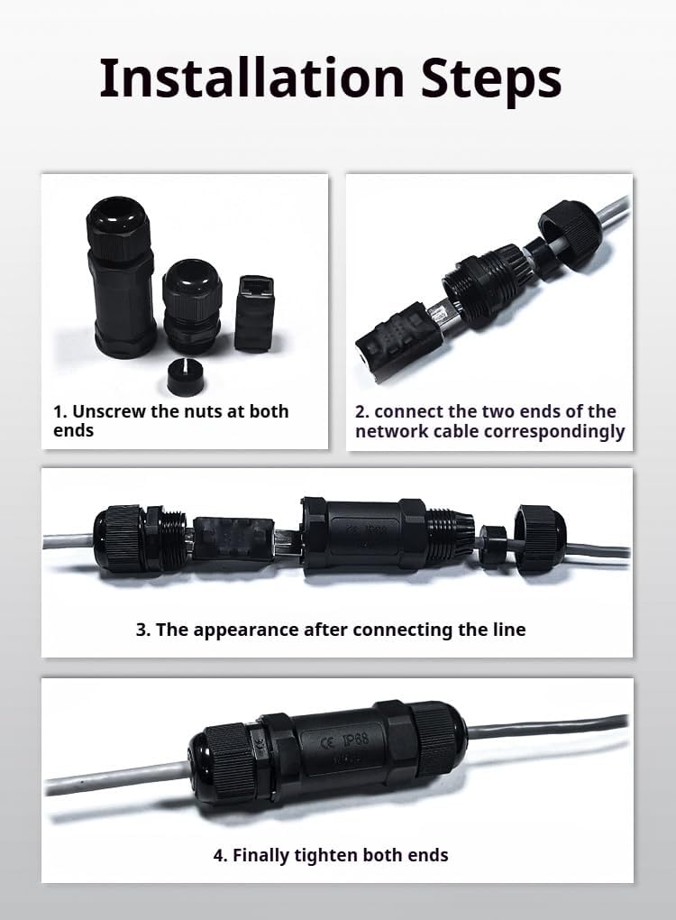 Starlink IP68 Waterproof RJ45 Coupler — PoE CAT6, view 8