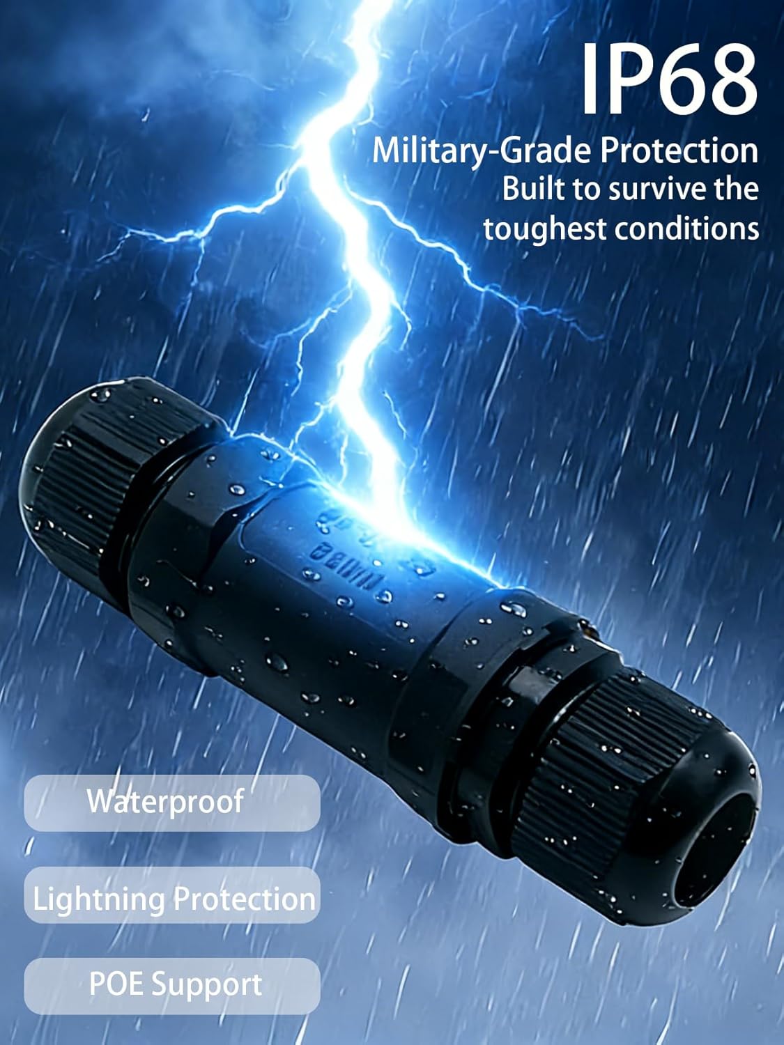 Starlink RJ45 Coupler IP68 Waterproof Lightning Protection, view 3