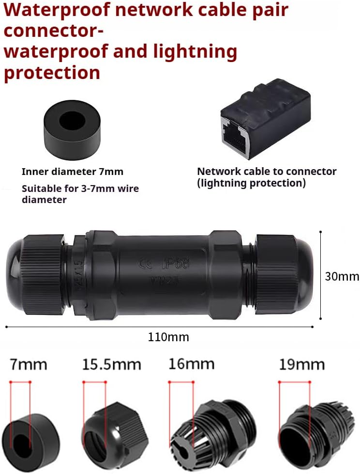Starlink RJ45 Coupler IP68 Waterproof Lightning Protection, view 7