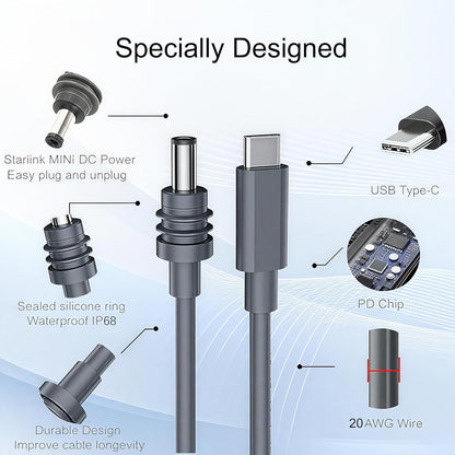 Starlink Mini Power Cable USB-C to DC5521 3.3FT, view 8