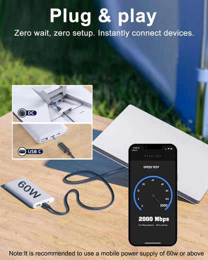 Starlink Mini USB-C to DC Power Cable 3m, view 2