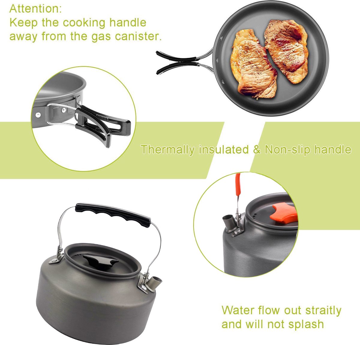9 Piece Camping Cookware Set for 2-3 People, view 4