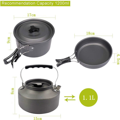 9 Piece Camping Cookware Set for 2-3 People, view 5