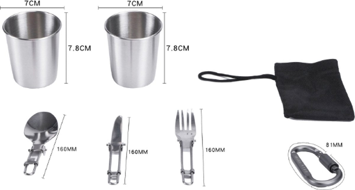 9 Piece Camping Cookware Set for 2-3 People, view 7