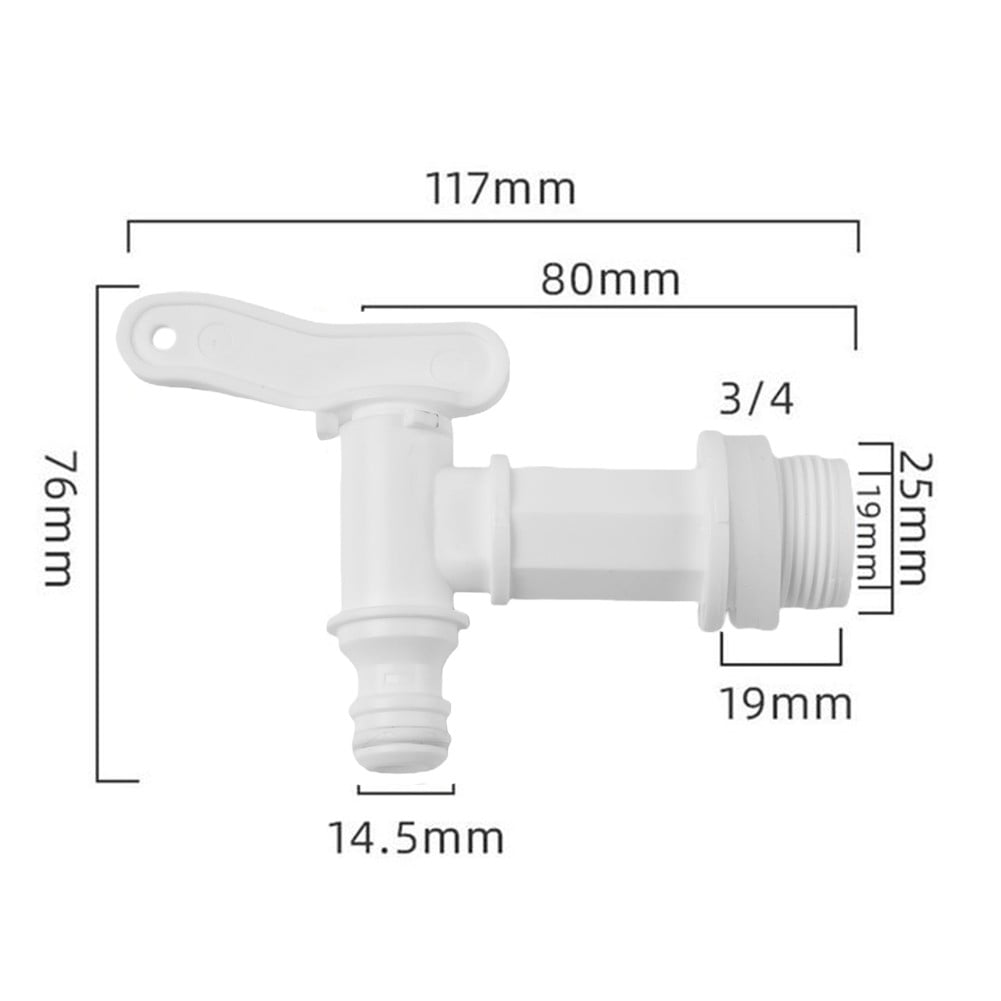 3/4in BSP Caravan Water Tank Drain Tap White, view 10