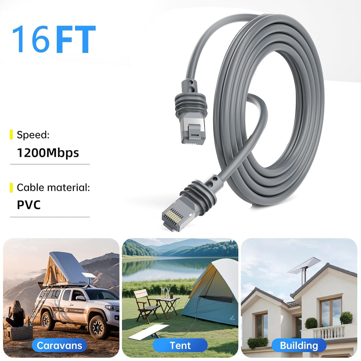 Starlink Gen 3 Ethernet Cable 5m Waterproof, view 5