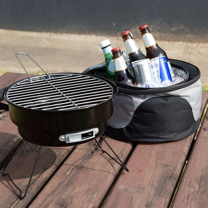 2-in-1 Charcoal BBQ Grill with Cooler Carry Bag, view 2