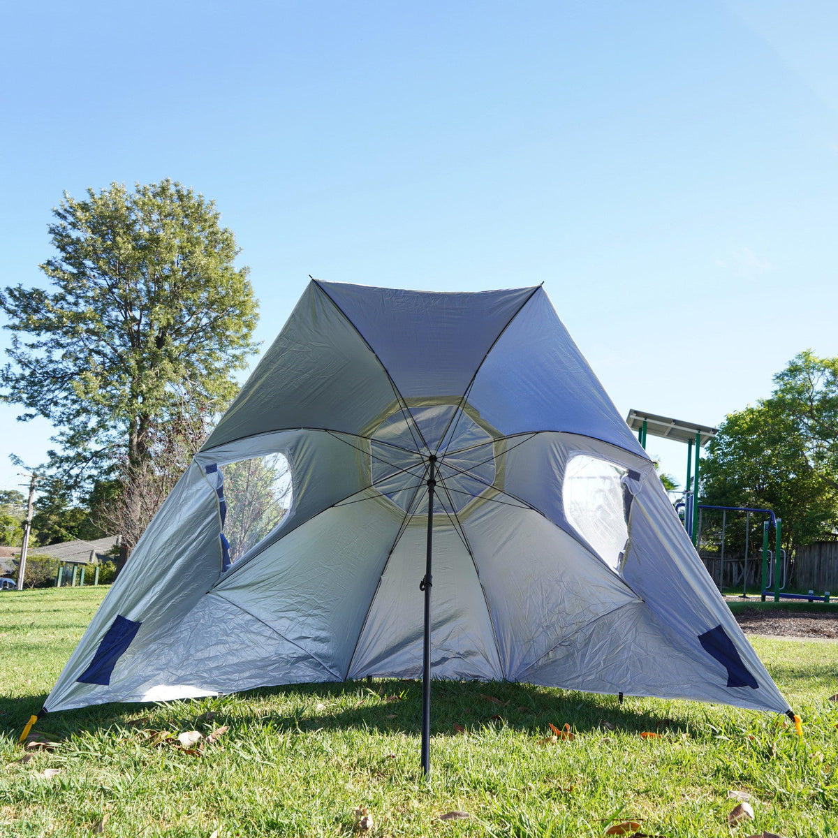 2.4m Beach Umbrella UPF 50+ with Dual Canopy & Wind Vents – Blue, view 7