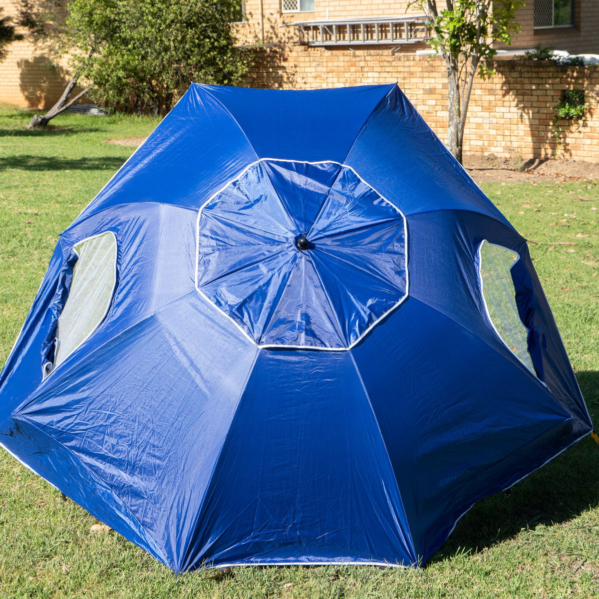 2.4m Beach Umbrella UPF 50+ with Dual Canopy & Wind Vents – Blue, view 8