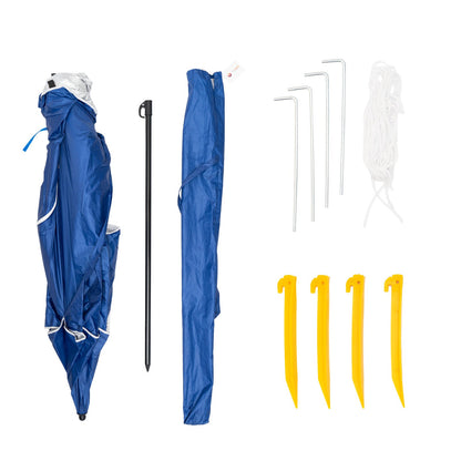 2.4m Beach Umbrella UPF 50+ with Dual Canopy & Wind Vents – Blue, view 10