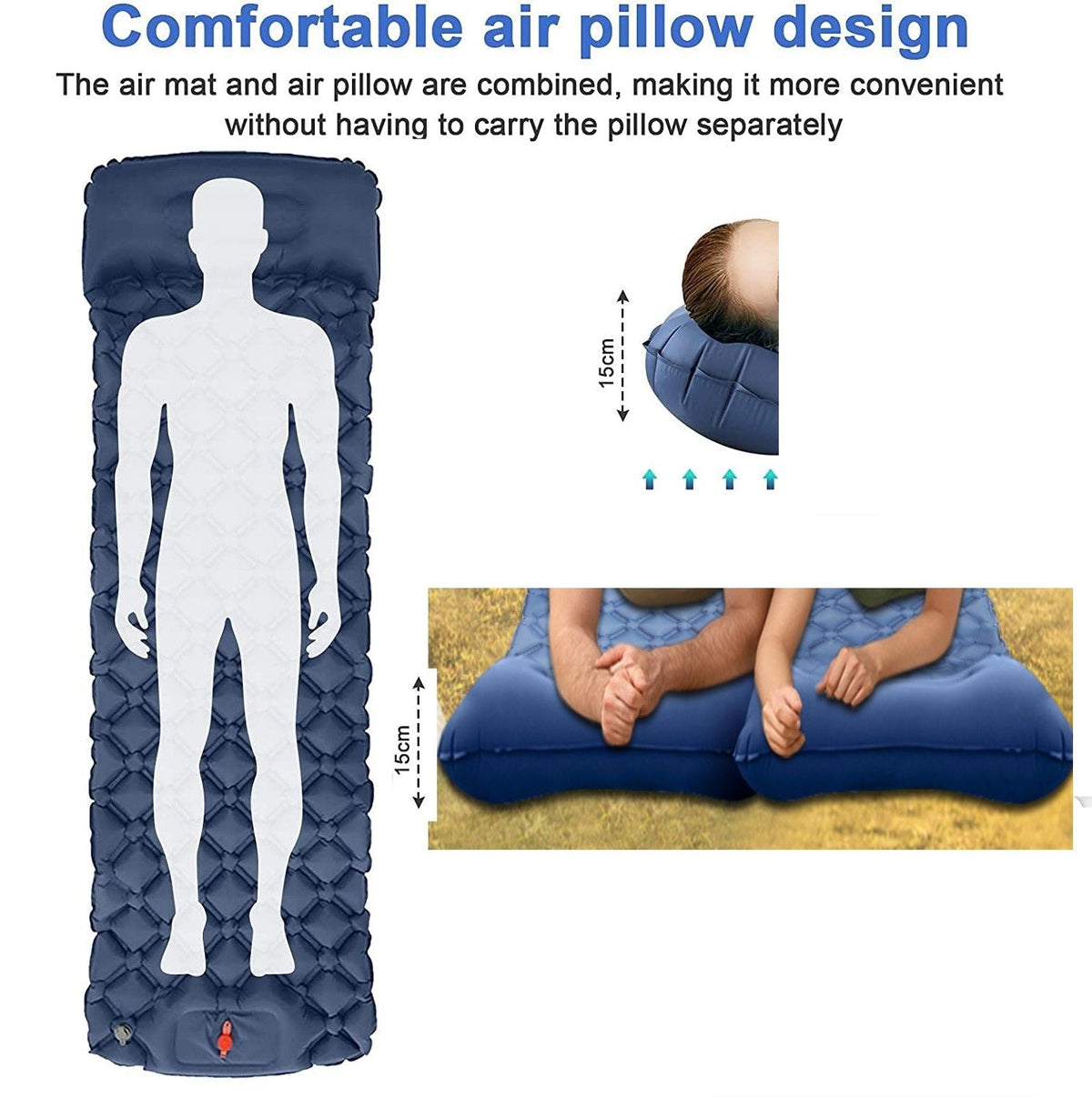 Ultralight Inflatable Sleeping Pad with Pillow & Foot Pump, view 4