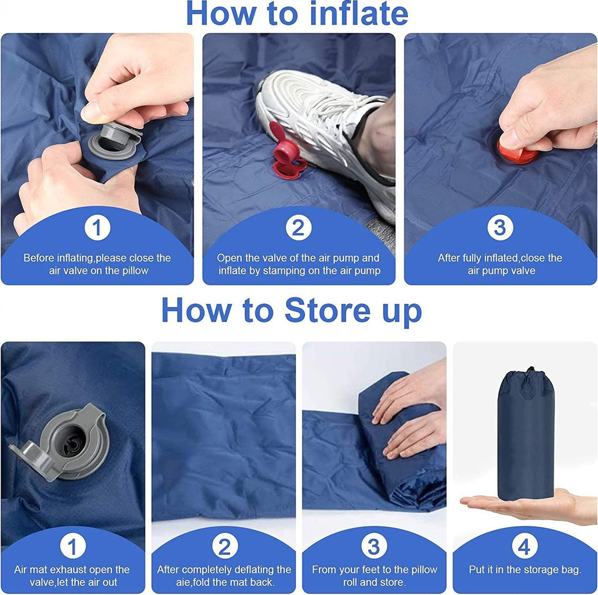Ultralight Inflatable Sleeping Pad with Pillow & Foot Pump, view 5