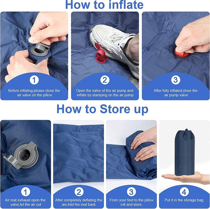 Ultralight Inflatable Sleeping Pad with Pillow & Foot Pump, view 5