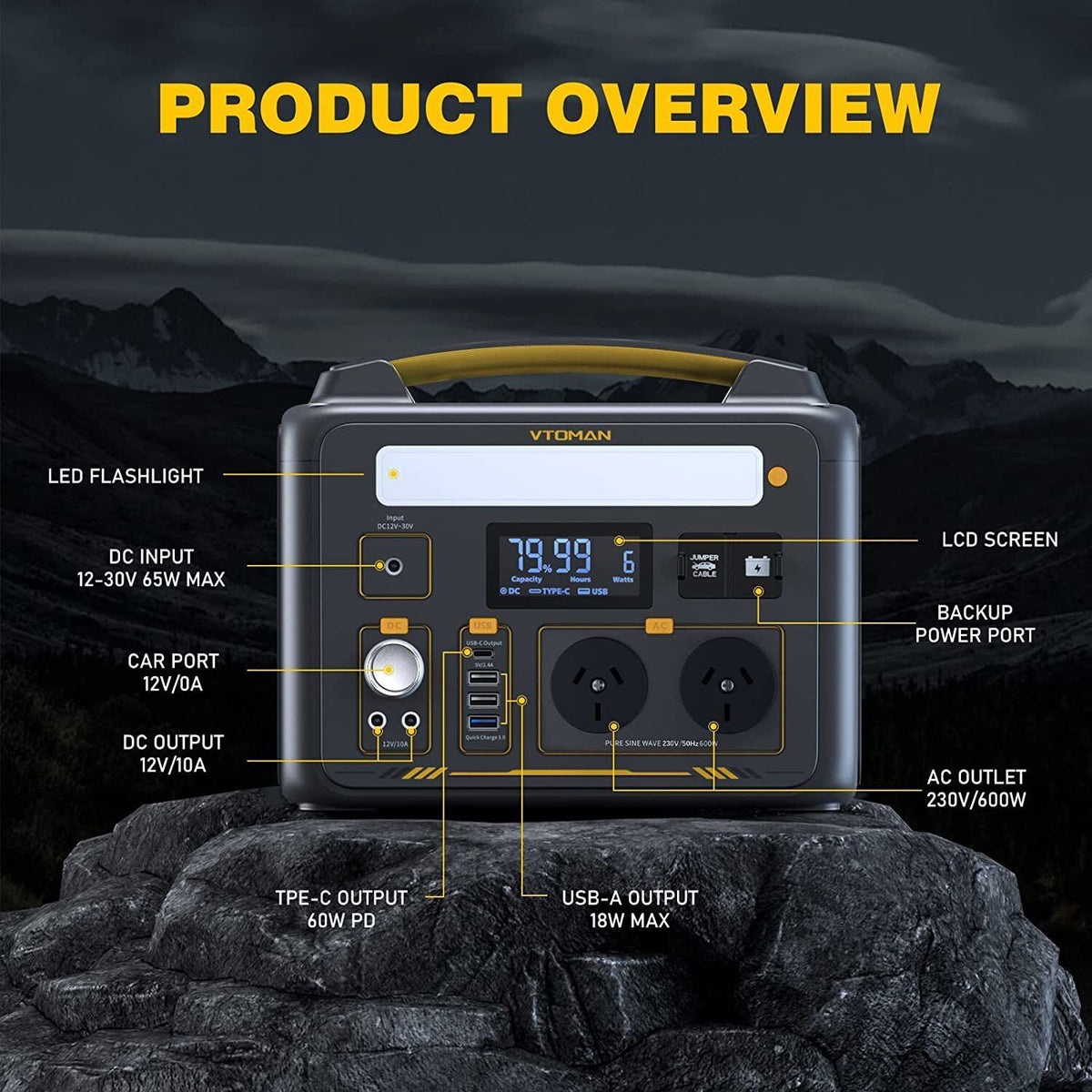 VTOMAN Jump 600X 600W Portable Power Station + Solar, view 5