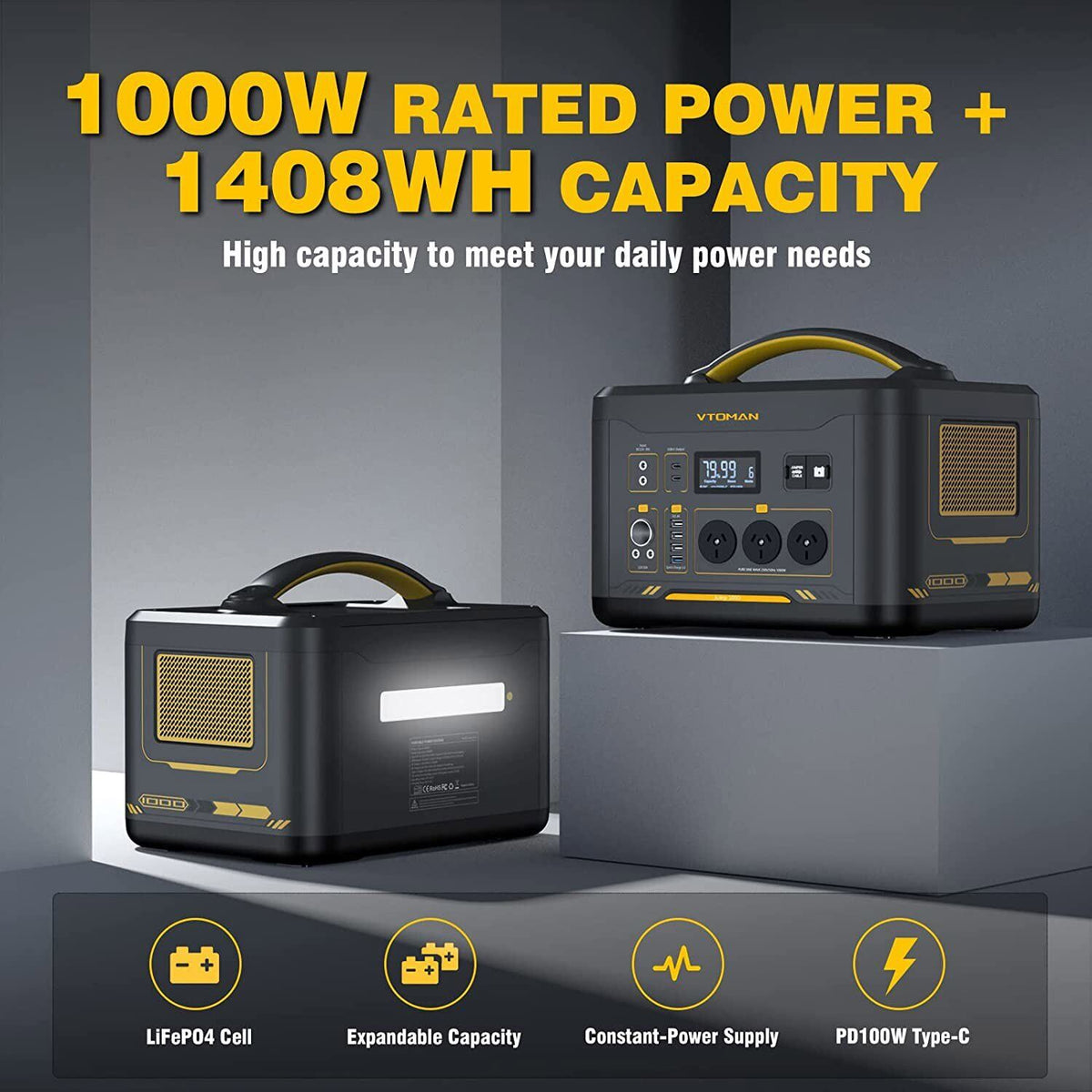 Jump 1000X 1000W Solar Generator with 220W Panel, view 2