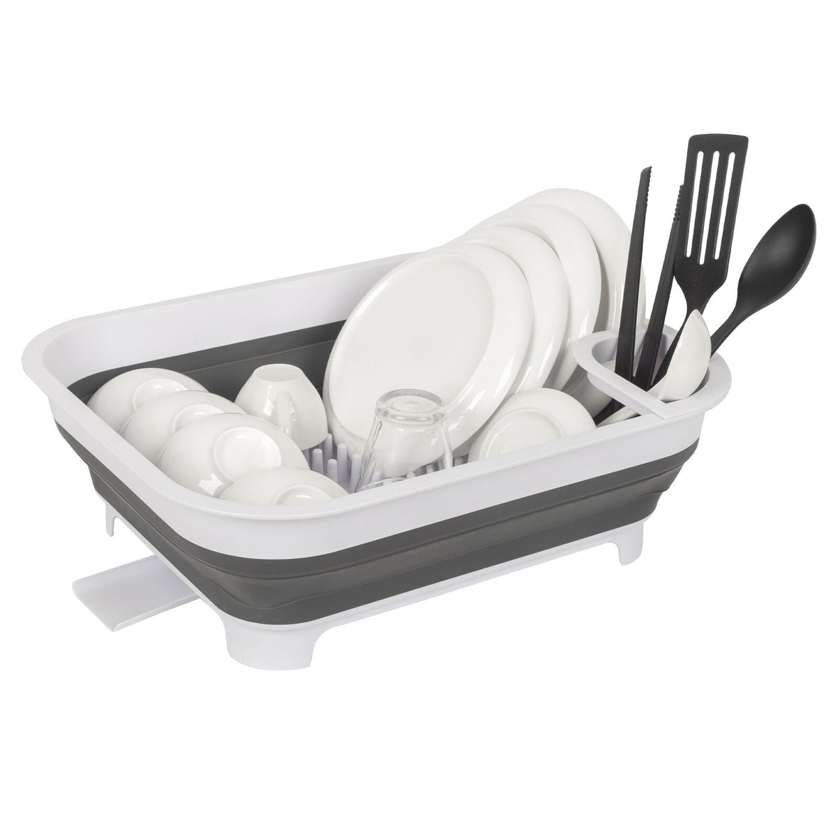 Collapsible Dish Rack with Utensil Compartment, view 2