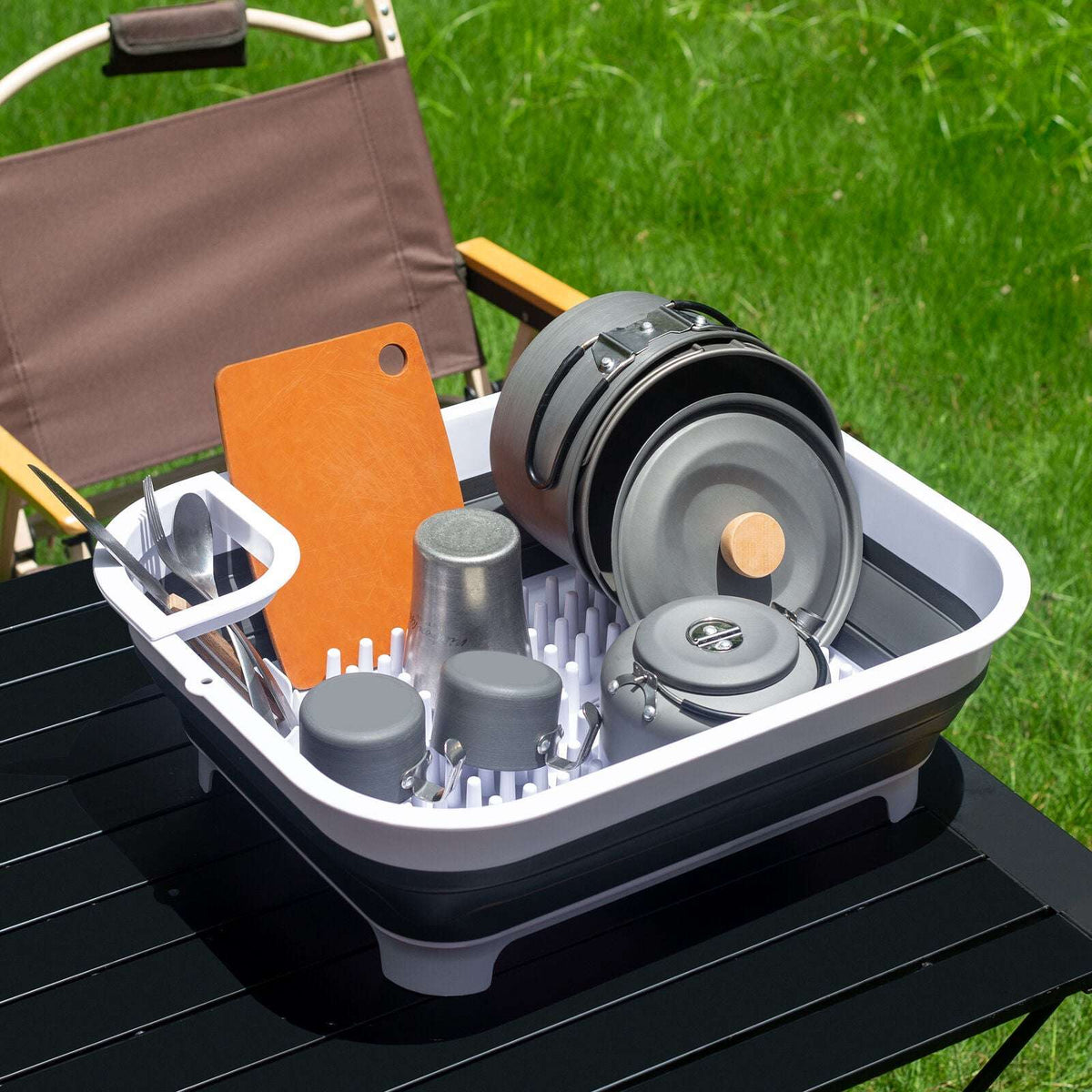 Collapsible Dish Rack with Utensil Compartment, view 8