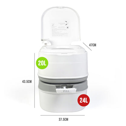 Portable Camping Toilet 24L with Odour Seal, view 2