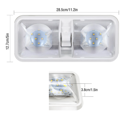 12V RV Double Dome LED Ceiling Lights 2 Pack, view 5