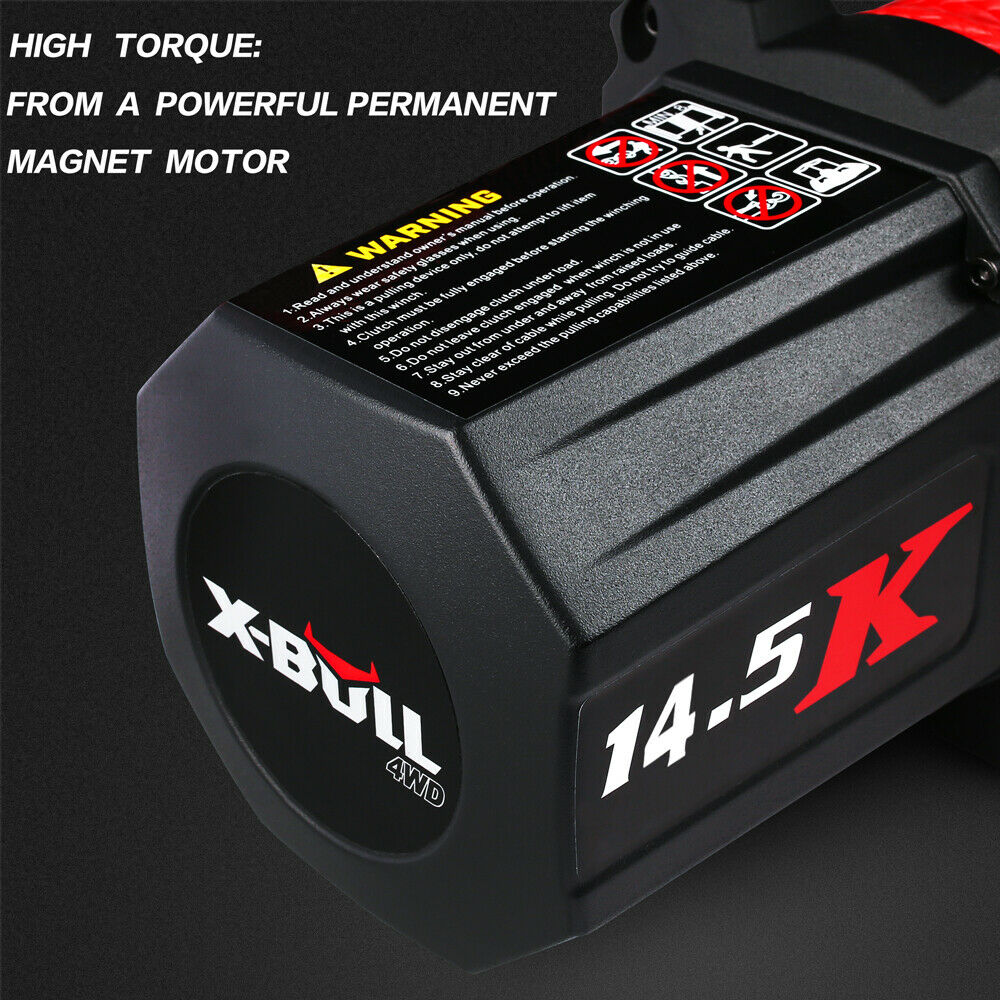 12V Electric Winch 14500lb with Synthetic Rope - X-BULL, view 6