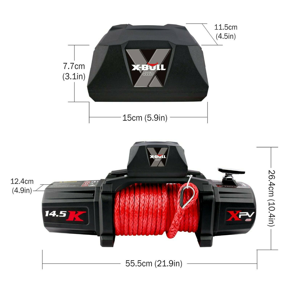 12V Electric Winch 14500lb with Synthetic Rope - X-BULL, view 8