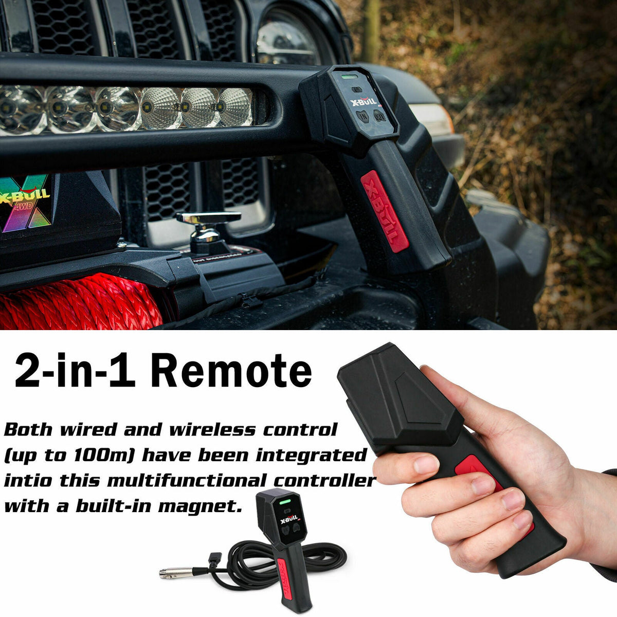 12V Electric Winch 14500lb with Synthetic Rope - X-BULL, view 2