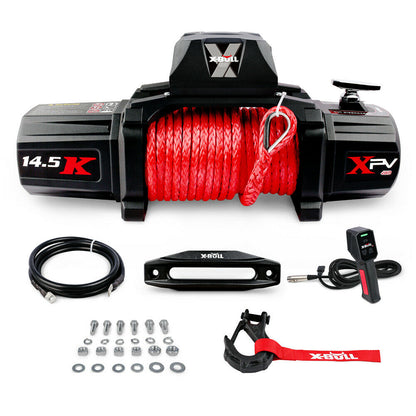 12V Electric Winch 14500lb with Synthetic Rope - X-BULL