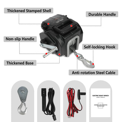 X-BULL 12V Electric Boat Winch 6500lb Marine, view 9