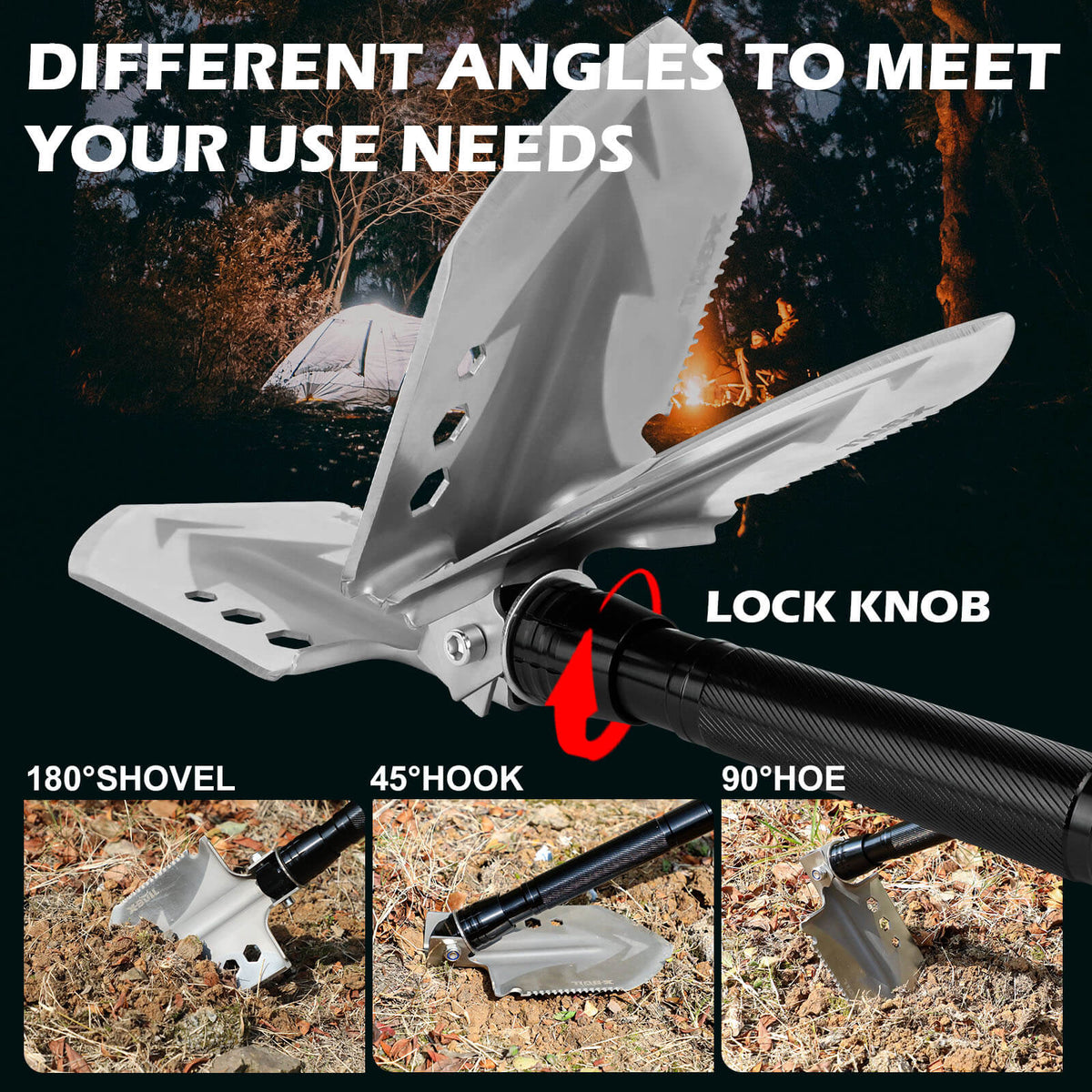 Folding Survival Shovel Multi-Tool - X-BULL, view 2