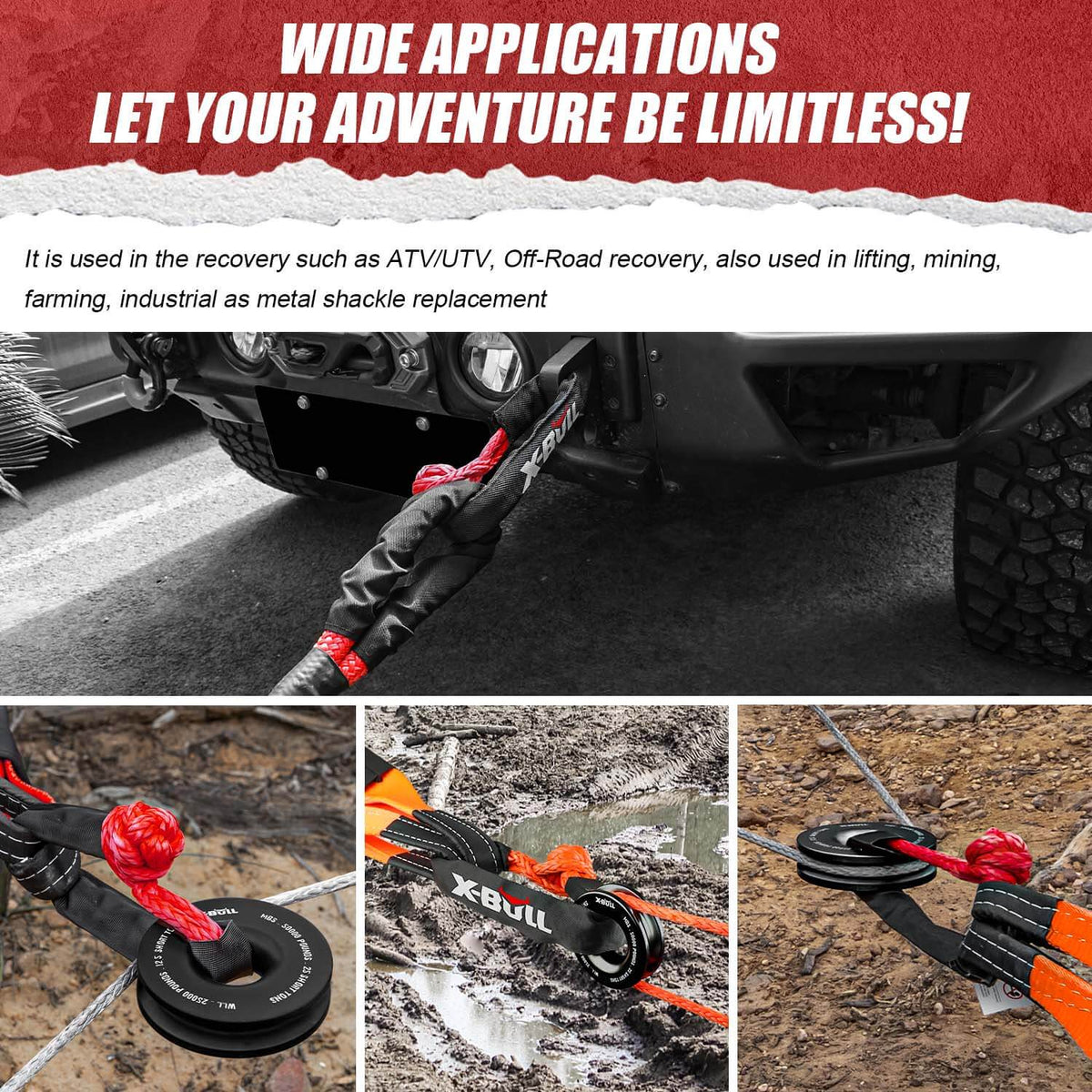 Soft Shackle, Recovery Ring & 5T Hitch Kit - X-BULL, view 3