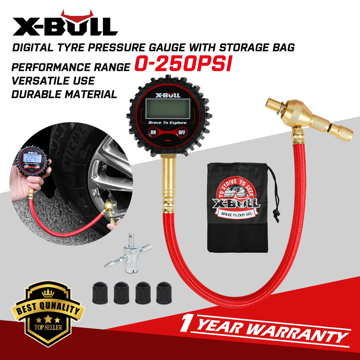 X-BULL Digital Tyre Pressure Gauge 250PSI, view 7