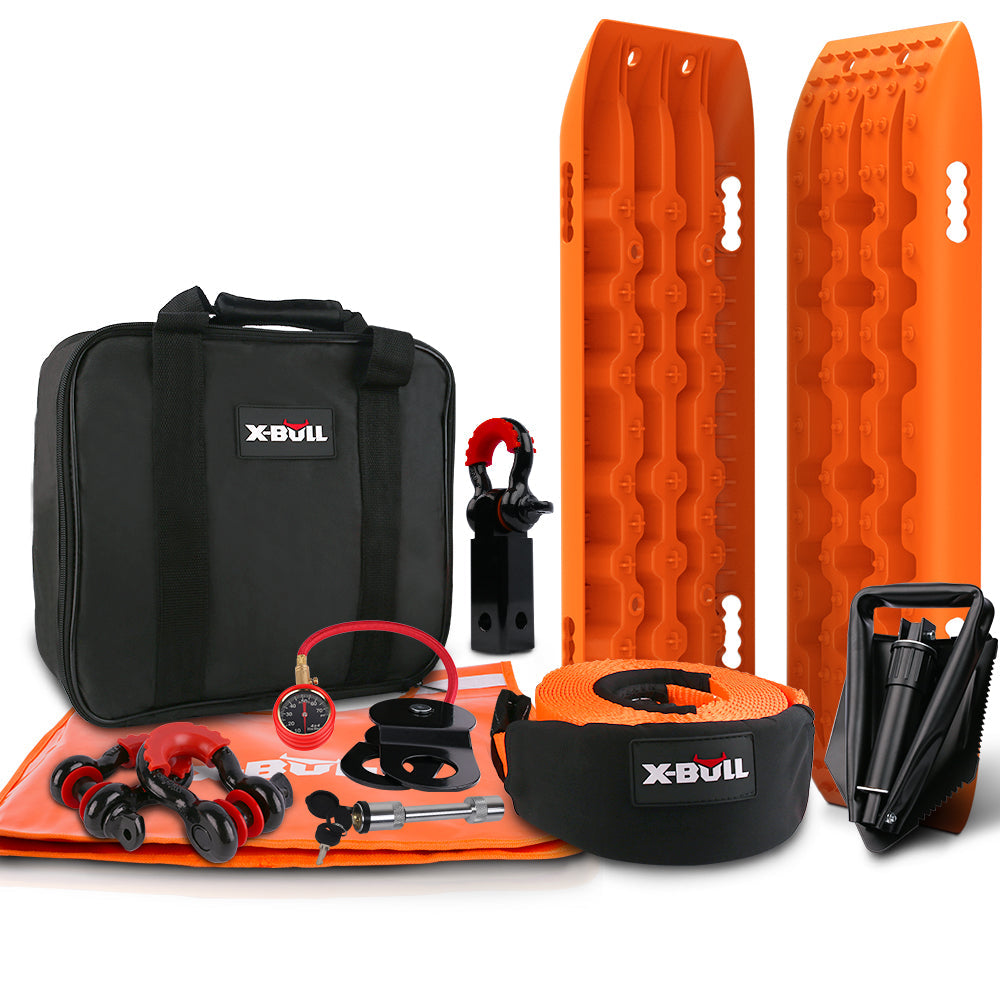4WD Recovery Kit with Tracks & Snatch Strap - X-BULL Orange