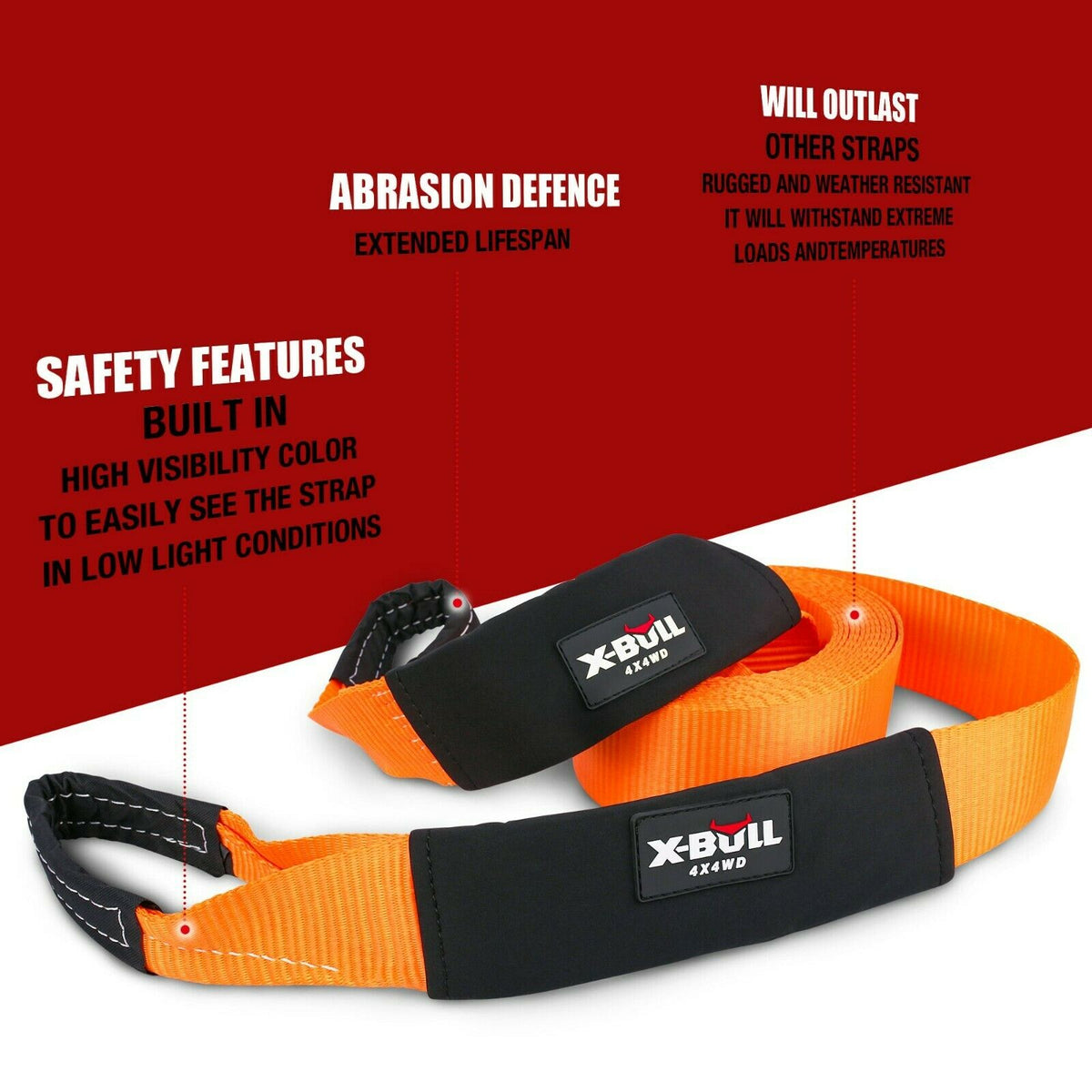 4WD Recovery Kit with Tracks & Snatch Strap - X-BULL Orange, view 6