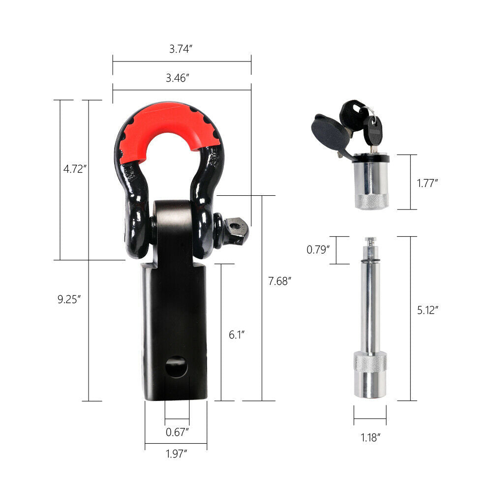 5T Recovery Hitch Receiver with Bow Shackle - X-BULL, view 4