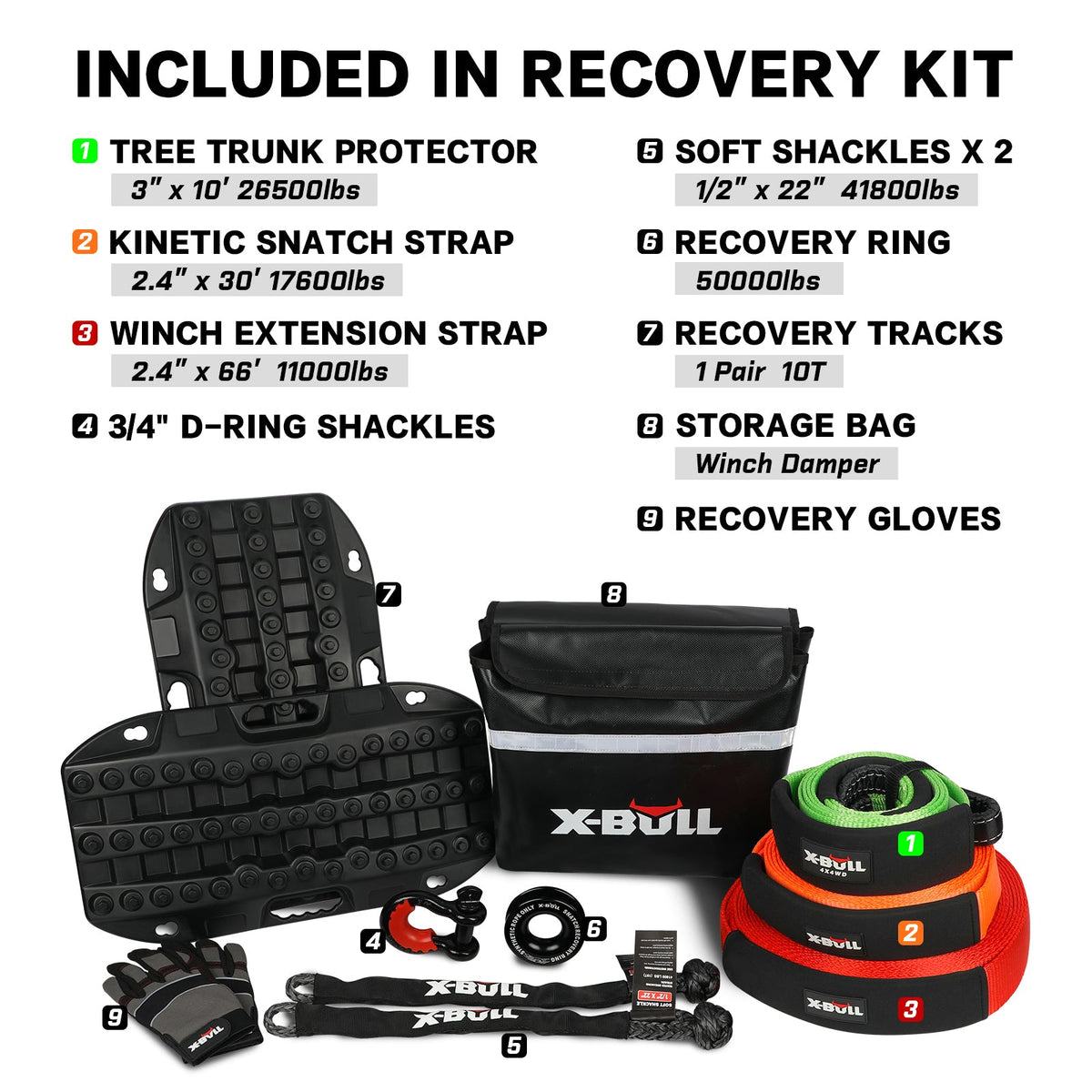 4WD Recovery Kit with Tracks & Soft Shackles - X-BULL, view 2