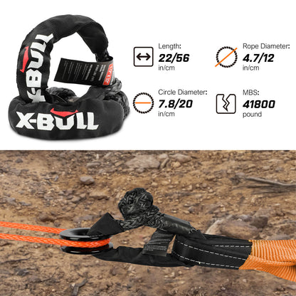 4WD Recovery Kit with Strap & Soft Shackles - X-BULL, view 4